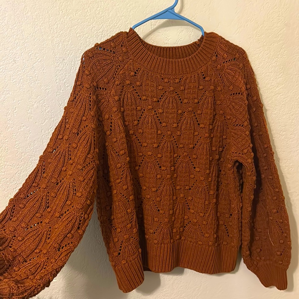Burnt orange is it brown-ish patterned sweater good quality looks brand new